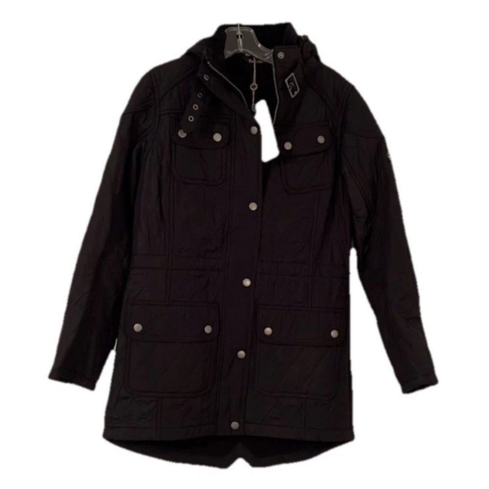 Barbour Black Quilted Arrow Parka Size 6 NWT - Picture 2 of 13